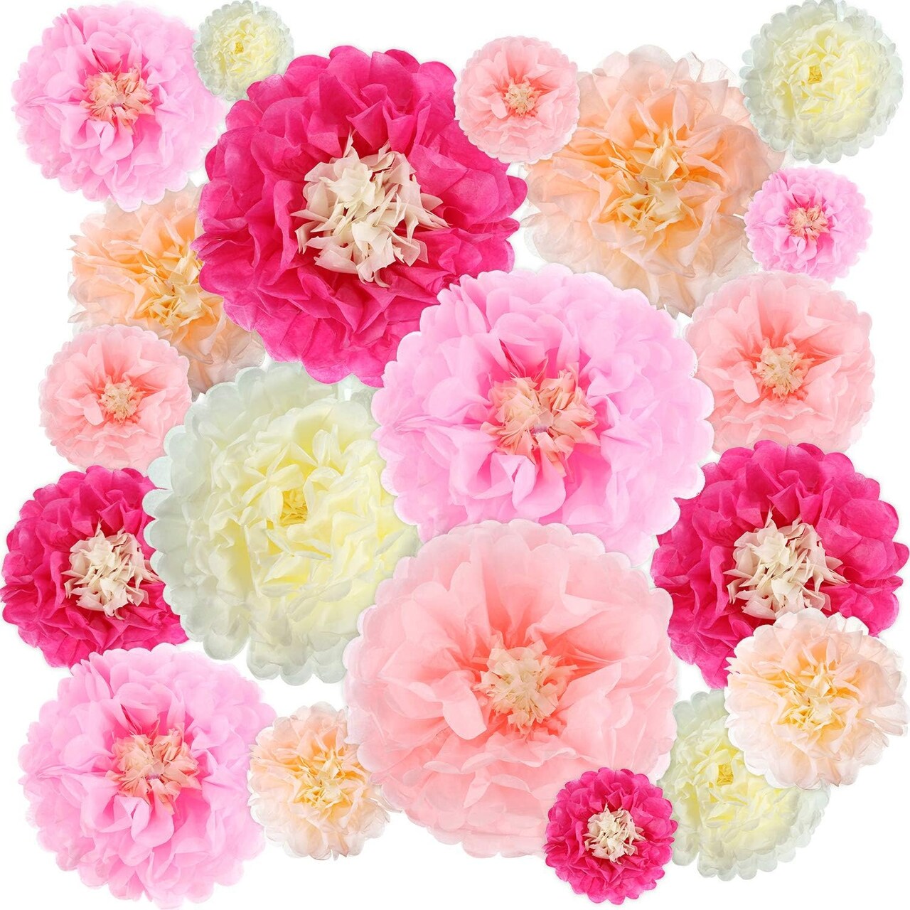 20 Pieces Paper Flower Tissue Paper Chrysanth Flowers DIY Crafting for Wedding Backdrop Nursery Wall Decoration (Fresh Color)